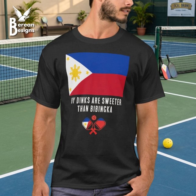 DINKS SÜßER ALS BIBINGKA Philippinen Pickleball T-Shirt (Patriotic Philippines Flag Pickleball shirt with fun Bibingka saying.)