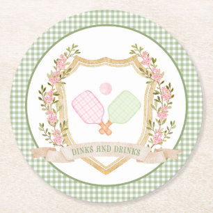 Dinks und Getränke  Preppy Pickle Ball Runder Pappuntersetzer