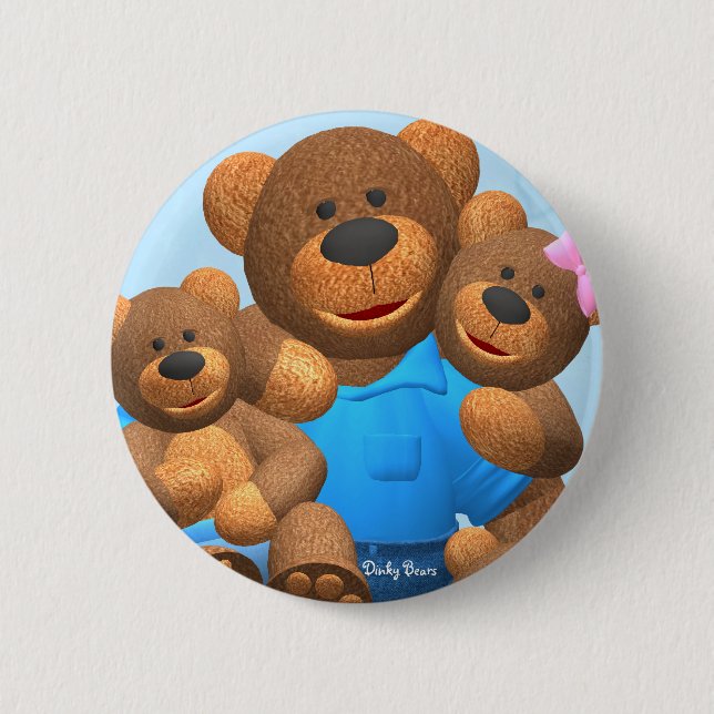 Dinky Bären: Glückliche Familie Button (Vorderseite)