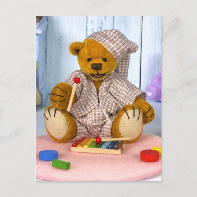 Dinky Bear mit Xylophone Postkarte (Vorderseite)