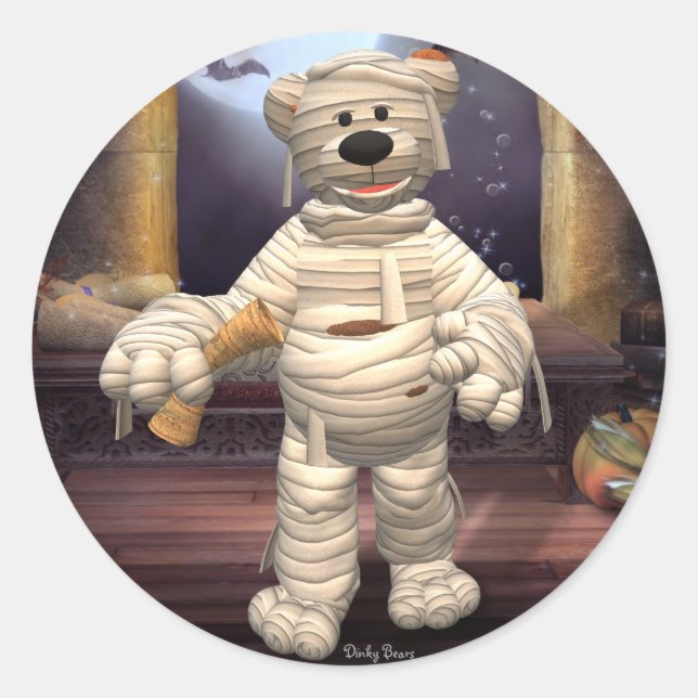 Dinky Bears Little Mummy Runder Aufkleber (Vorderseite)