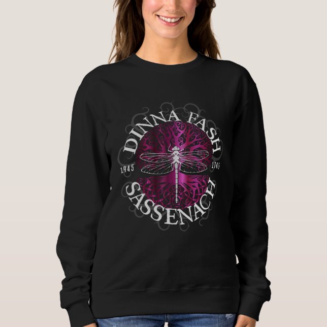 Dinna Fash Sassenach Dragonfly Celtic Tree of Life Sweatshirt (Vorderseite)