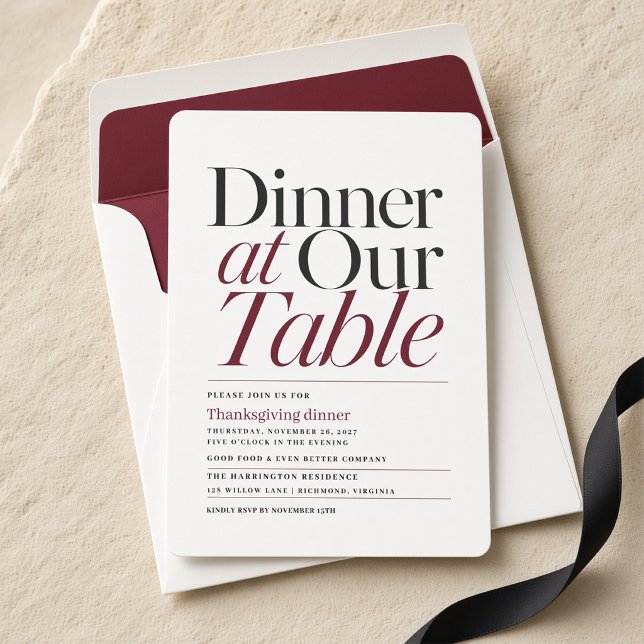 Dinner an unserem Tisch Thanksgiving Einladung (Von Creator hochgeladen)