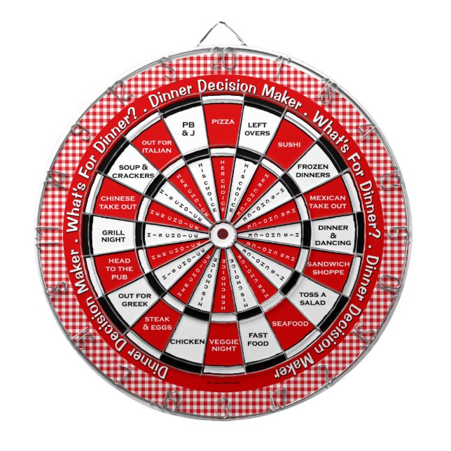 Dinner Decision Maker in Red Checkered Tableclout Dartscheibe (vorne)