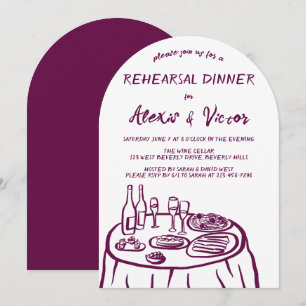 Dinner der Probe mit Whimsikhandzeichnung nach Maß Einladung