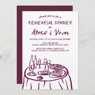 Dinner der Probe mit Whimsikhandzeichnung nach Maß Einladung