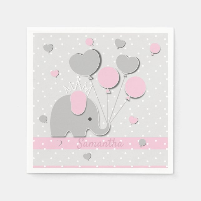 Dinner-Elefanten-Ballon-Kinderzimmer-Geschenk Serviette (Vorderseite)
