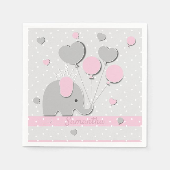 Dinner Elephant Balloons Nursery Gift Serviette (Vorderseite)