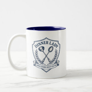 Dinner Lady Vintage Crest-Schulessen-Abzeichen Zweifarbige Tasse