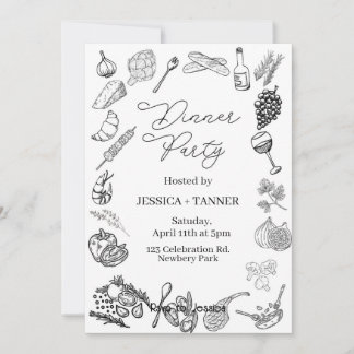 Dinner Party, Minimalist Party, Birthday Dinner, Einladung