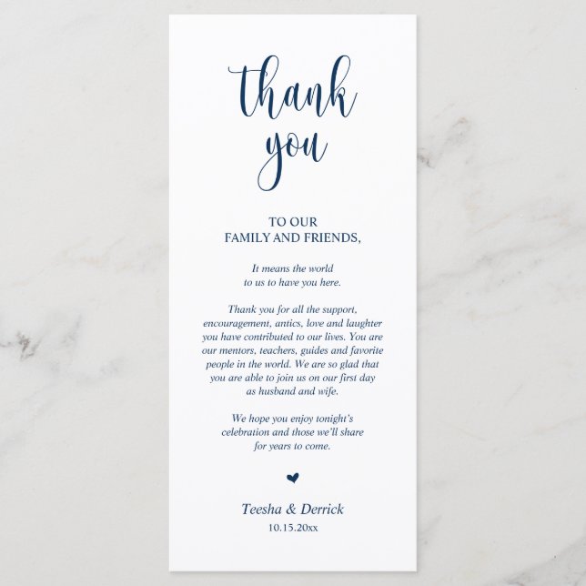 DInner Place Einstellung Vielen Dank, Navy Blue Ca Programm (Vorderseite)