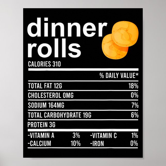Dinner Rolls Nährwertangaben Bekleidung Lustiges D Poster (Vorne)