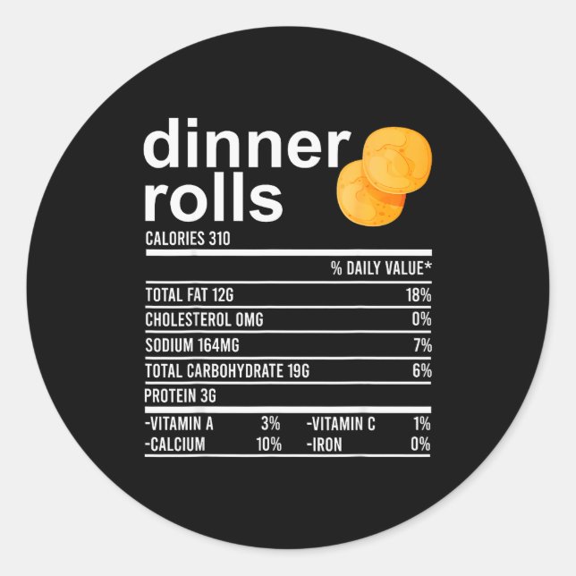 Dinner Rolls Nährwertangaben Bekleidung Lustiges D Runder Aufkleber (Vorderseite)