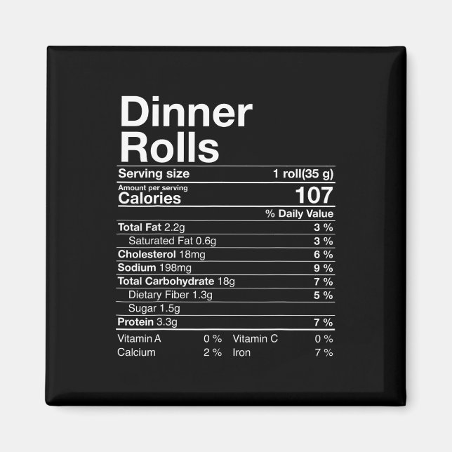 Dinner Rolls Nutrition Fakten Erntedank Geschenke  Magnet (Vorne)