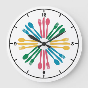Dinner Time Colorful Kitchen Wall Clock Große Wanduhr