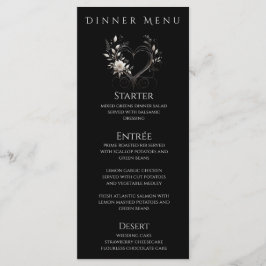 Dinner und Bar Menu-White-Blume mit Herz Menükarte