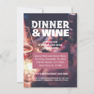Dinner- und Wein-Foto-Einladung auf individuellem  Einladung