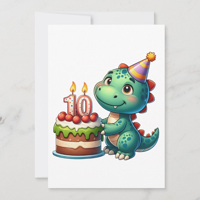 Dino 10. Geburtstag Einladung (Vorderseite)