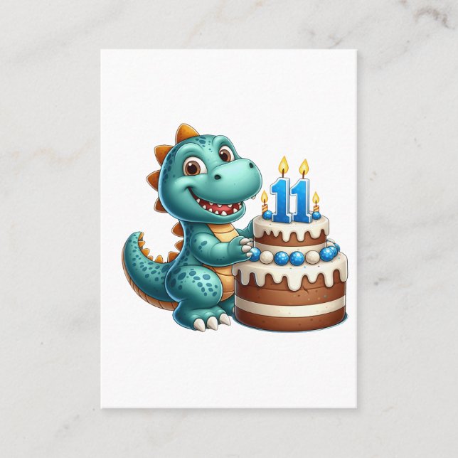 Dino 11. Geburtstag Telefonnummerkarte (Vorderseite)