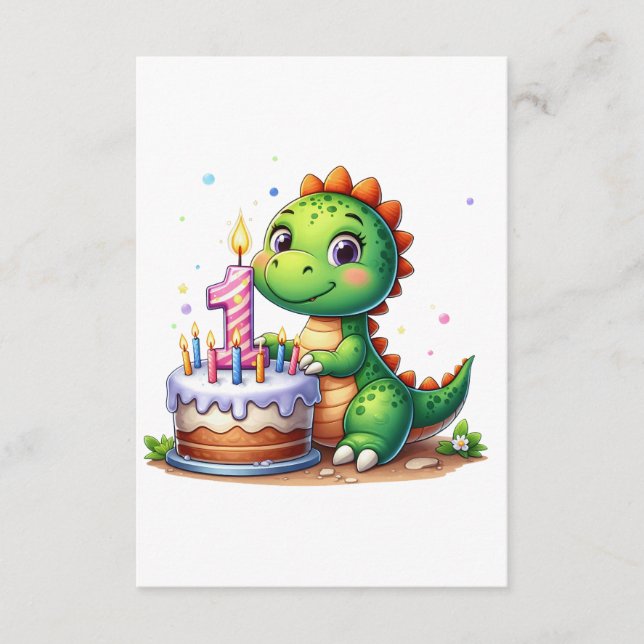 Dino 1. Geburtstag Begleitkarte (Vorderseite)