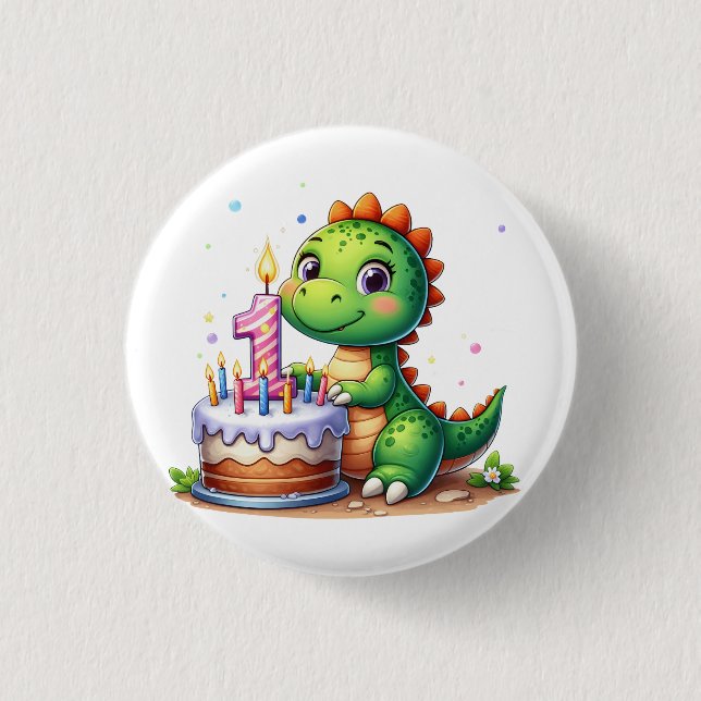 Dino 1. Geburtstag Button (Vorderseite)