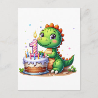 Dino 1. Geburtstag Einladungspostkarte
