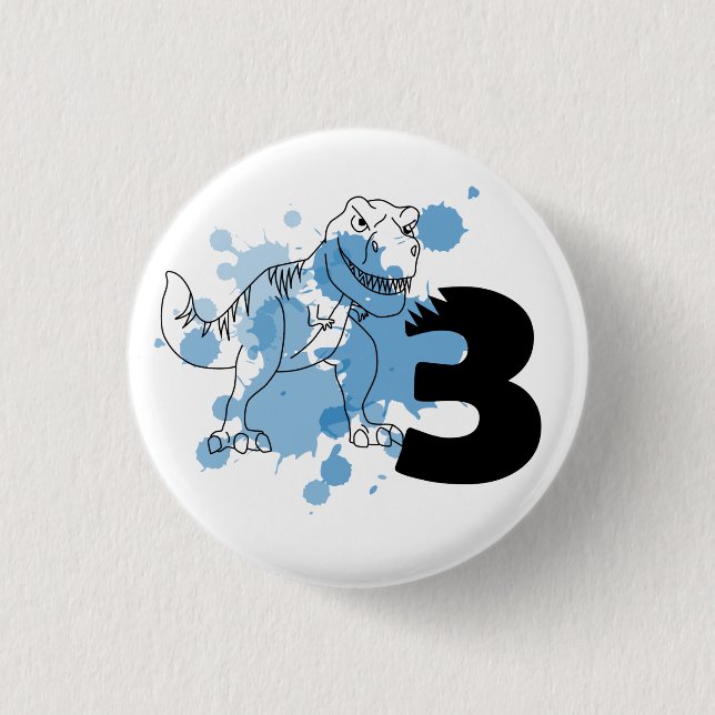 Dino 3. Geburtstag Button (Vorderseite)
