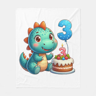 Dino 3. Geburtstag Fleecedecke