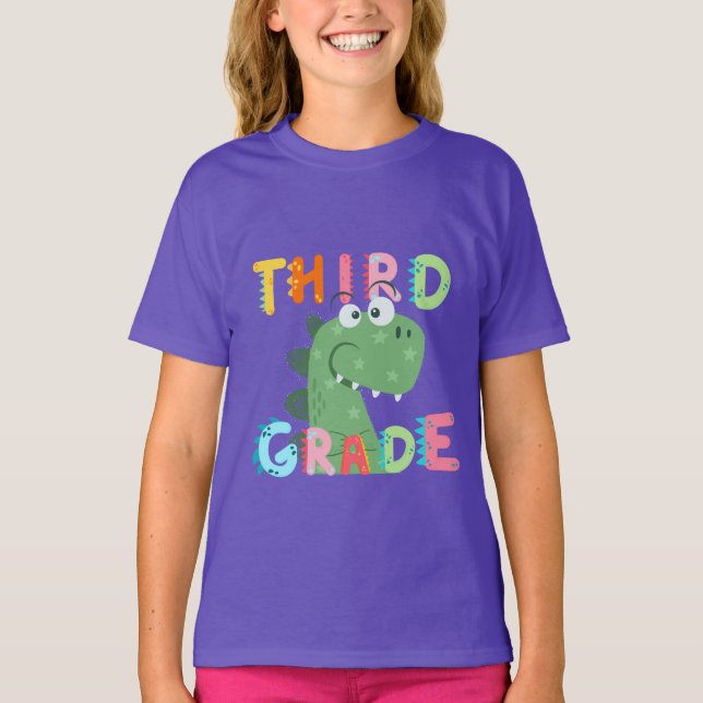 Dino 3. GRADE Squad Lehrerin Schülerschule T-Shirt (Vorderseite)
