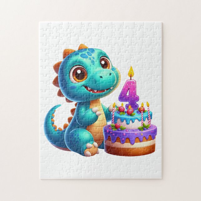 Dino 4. Geburtstag Puzzle (Vertikal)