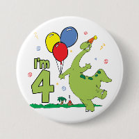 Dino 4. Geburtstagsschaltfläche