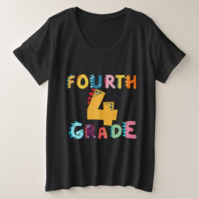 Dino 4. GRADE Squad Jungs Girls Lehrerin B2S Große Größe T-Shirt (Design vorne)