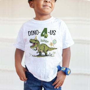Dino-4-us Niedlich Dinosaur 4. Name Geburtstagspar Kleinkind T-shirt