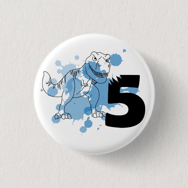Dino 5. Geburtstag Button (Vorderseite)