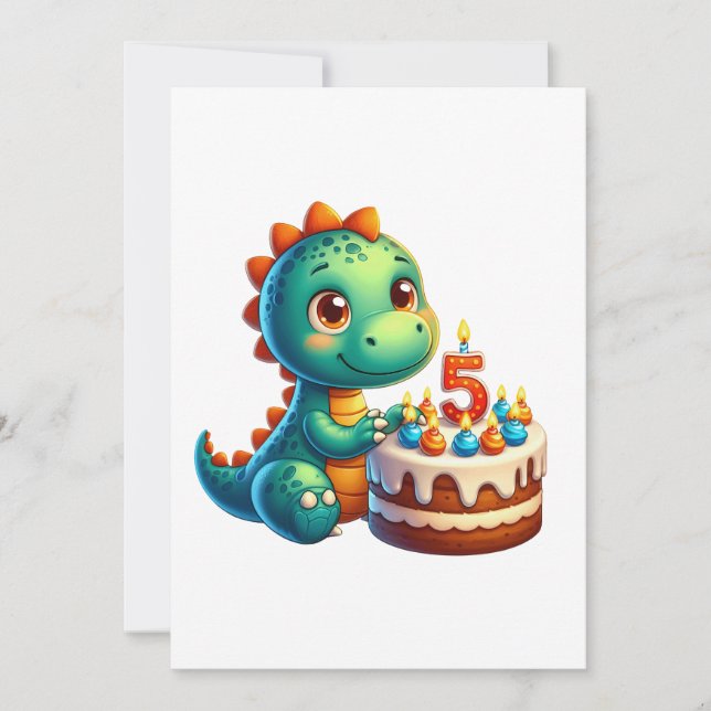 Dino 5. Geburtstag Einladung (Vorderseite)