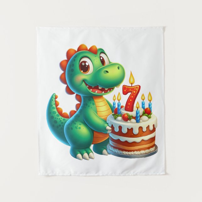 Dino 7. Geburtstag Wandteppich (Vorderseite)