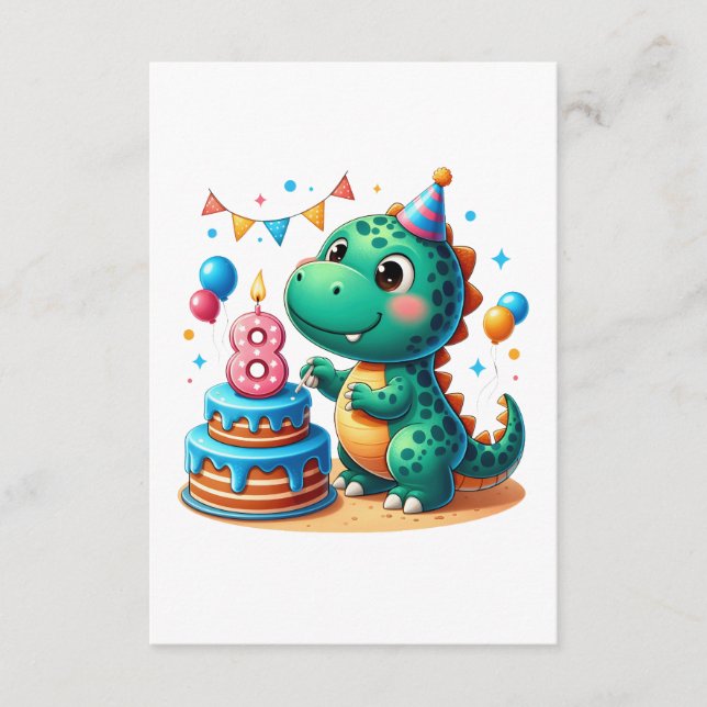 Dino 8. Geburtstag Begleitkarte (Vorderseite)
