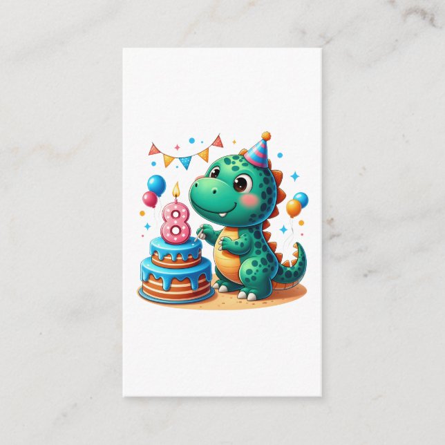 Dino 8. Geburtstag Begleitkarte (Vorderseite)