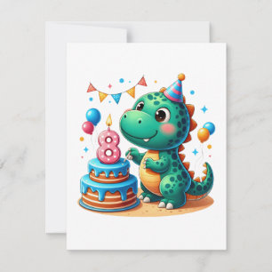 Dino 8. Geburtstag Mitteilungskarte