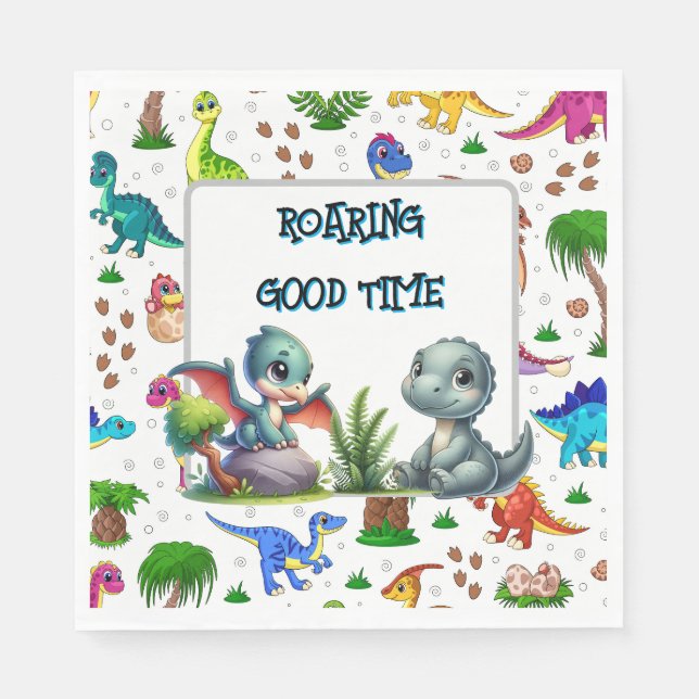 Dino Alles Gute zum Geburtstag Papier  Serviette (Vorderseite)