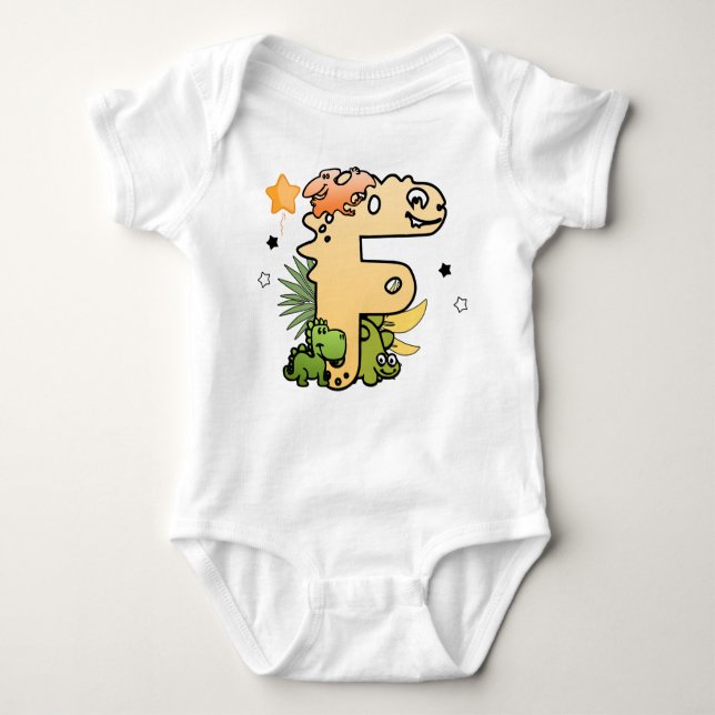 Dino Alphabet für Babys mit Namen Ausgehend von F Baby Strampler (Vorderseite)