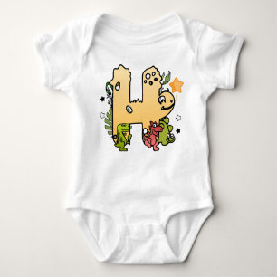 Dino Alphabet für Babys mit Namen Ausgehend von H Baby Strampler