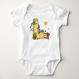 Dino Alphabet für Babys mit Namen Ausgehend von L Baby Strampler