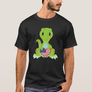 Dino American Flag American Flag USA T-Shirt
