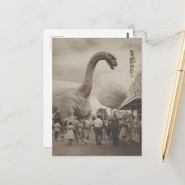 Dino auf der Messe Postkarte (Vorderseite/Rückseite Beispiel)