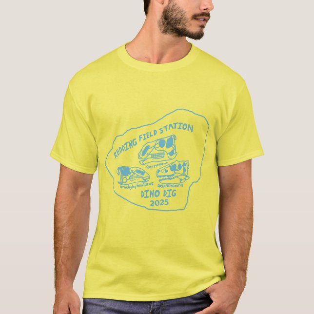 Dino-Ausgrabung 2025 Türkisdruck T-Shirt (Vorderseite)