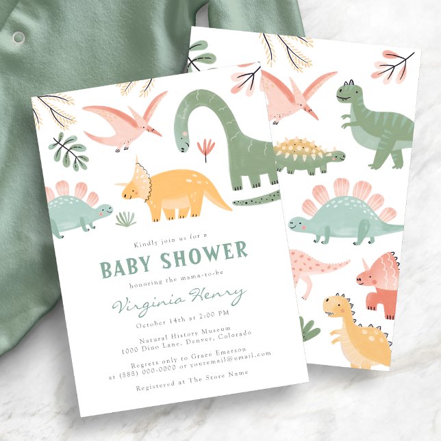 Dino Baby Shower Einladung (Dinosaur Baby Shower Invitation
)