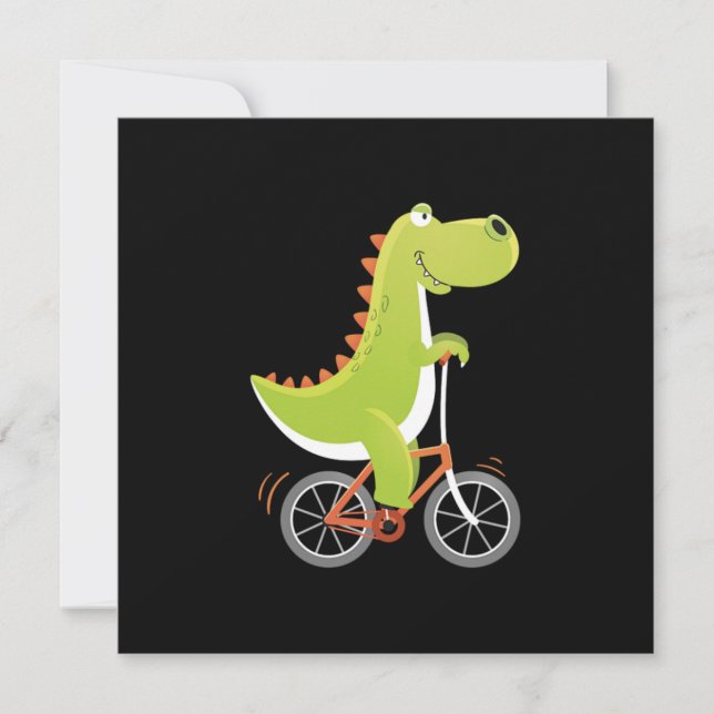 Dino Bike Biker Biker Fahrradverleih Geschenk Einladung (Vorderseite)
