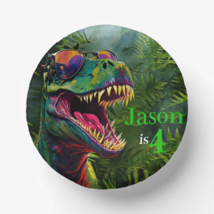 Dino Birthday 4. Geburtstag Pappteller