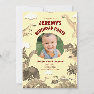 Dino Birthday Einladung mit Foto - Baby Kid Part